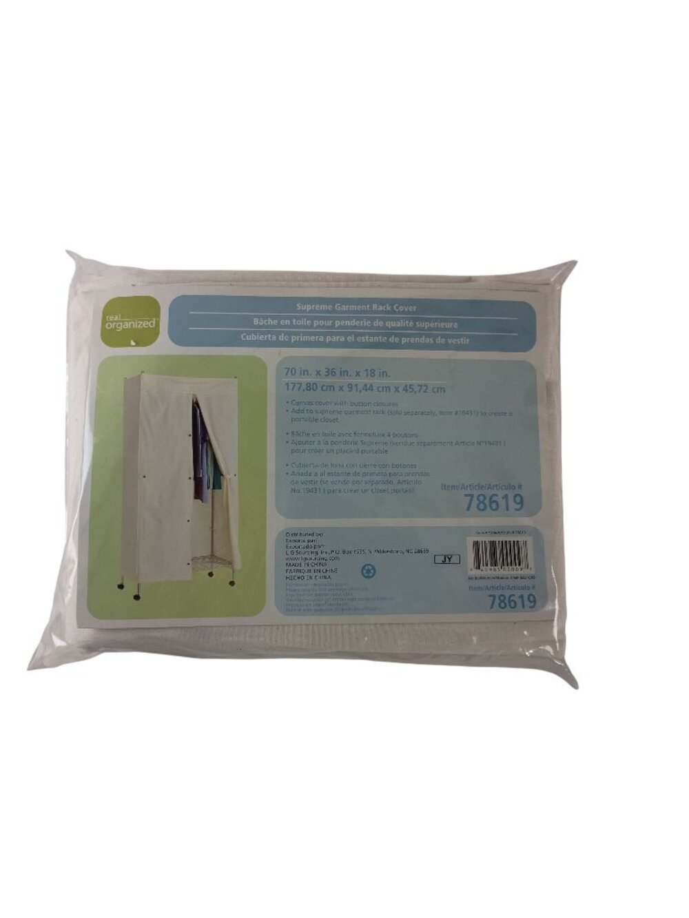 Real Organized Canvas Beige Supreme Garment Rack Cover 70" x 36" x 18"
